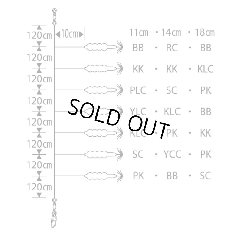 画像2: YAMASHITA ヤマシタ イカ釣プロサビキ TM たまご針 14cm 1段 7本 (2)