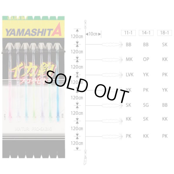 画像1: YAMASHITA ヤマシタ イカ釣プロサビキ KR キラっと針 14cm 1段 7本 (1)