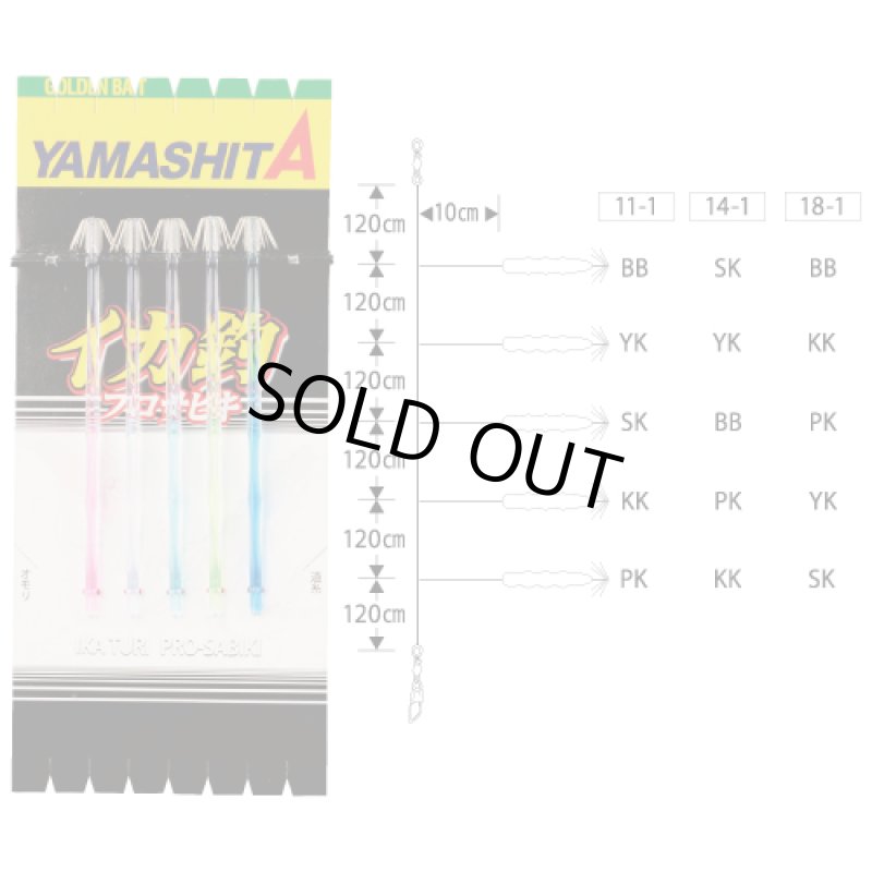 画像1: YAMASHITA ヤマシタ イカ釣プロサビキ KR キラッと針 18cm 1段針 5本  (1)